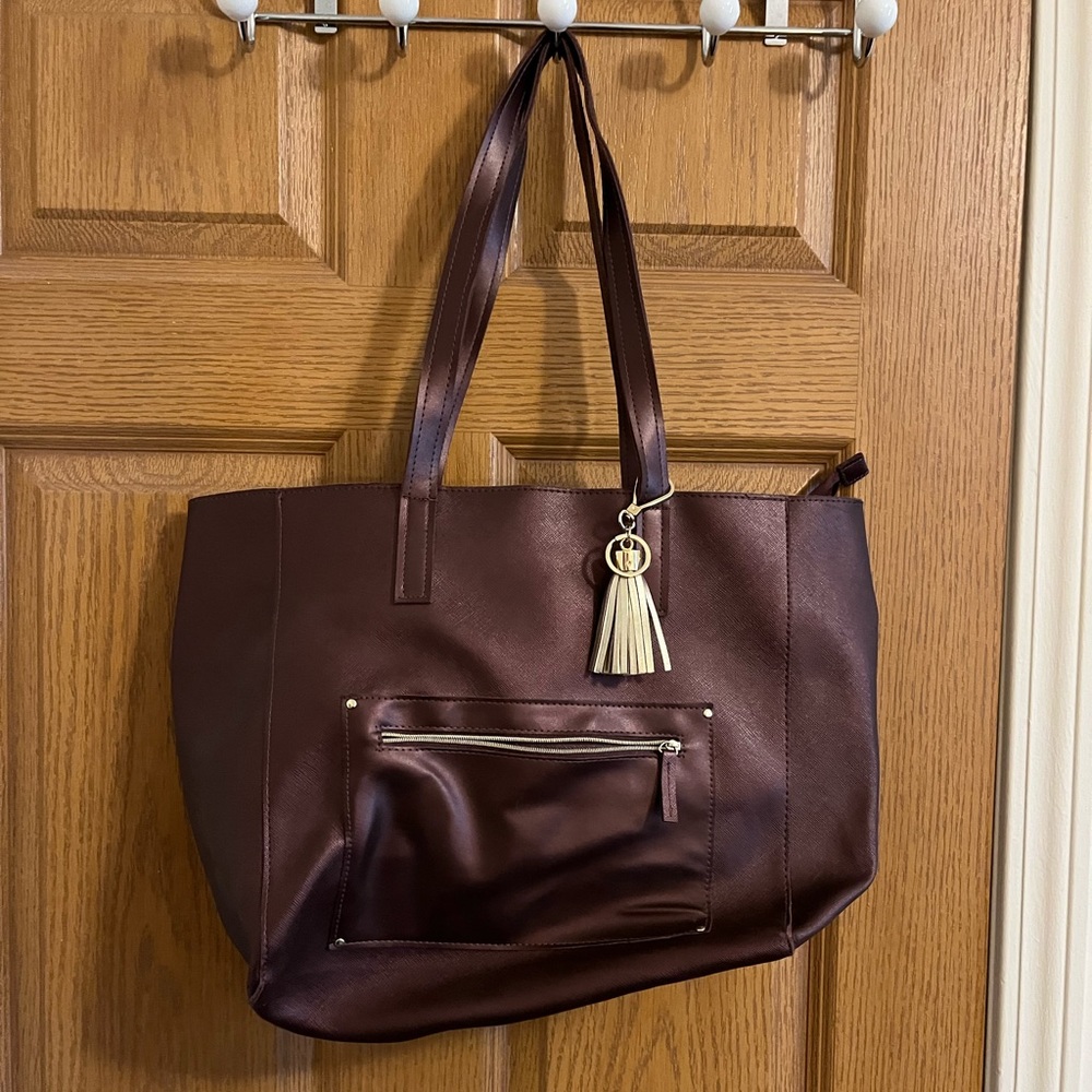 Burgundy Shoulder Tote Bag